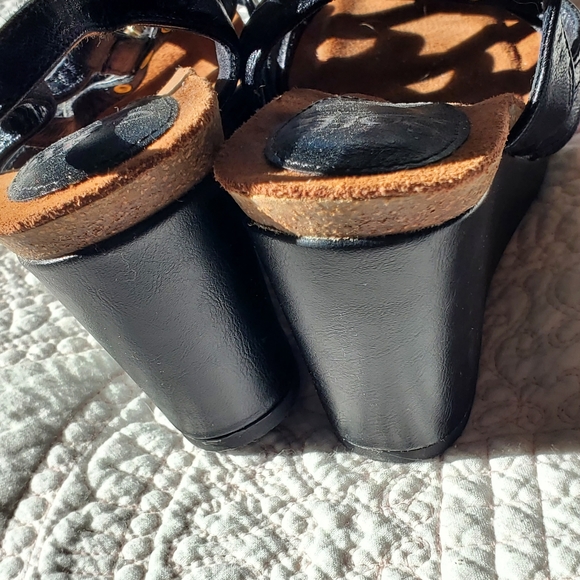 Sofft black wedge leather sandals - Picture 4 of 4
